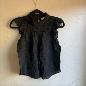 Ann Taylor High Neck Sleeveless Top Sz XSP Relaxed‎ Fit Whimsigoth, Semisheer